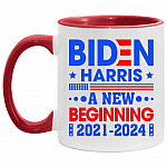 Biden Harris 2021 2024 Accent Mug, White/Red, 11 oz. Accent Mug
