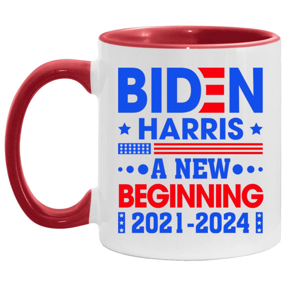 Biden Harris 2021 2024 Accent Mug, White/Red, 11 oz. Accent Mug