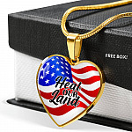 Heal Our Land American Flag Heart Pendant Necklace - Heart Luxury Necklace (Gold Plated)