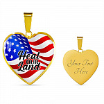 Heal Our Land American Flag Heart Pendant Necklace - Heart Luxury Necklace (Gold Plated)