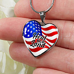 Heal Our Land American Flag Heart Pendant Necklace - Heart Luxury Necklace (Silver)