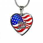 Heal Our Land American Flag Heart Pendant Necklace - Heart Luxury Necklace (Silver)