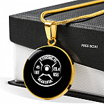 Strong Is Beautiful - Motivational Fitness Circle Pendant Necklace - Circle Luxury Necklace (Gold Plated)