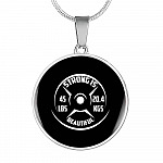 Strong Is Beautiful - Motivational Fitness Circle Pendant Necklace - Circle Luxury Necklace (Silver)