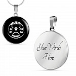 Strong Is Beautiful - Motivational Fitness Circle Pendant Necklace - Circle Luxury Necklace (Silver)