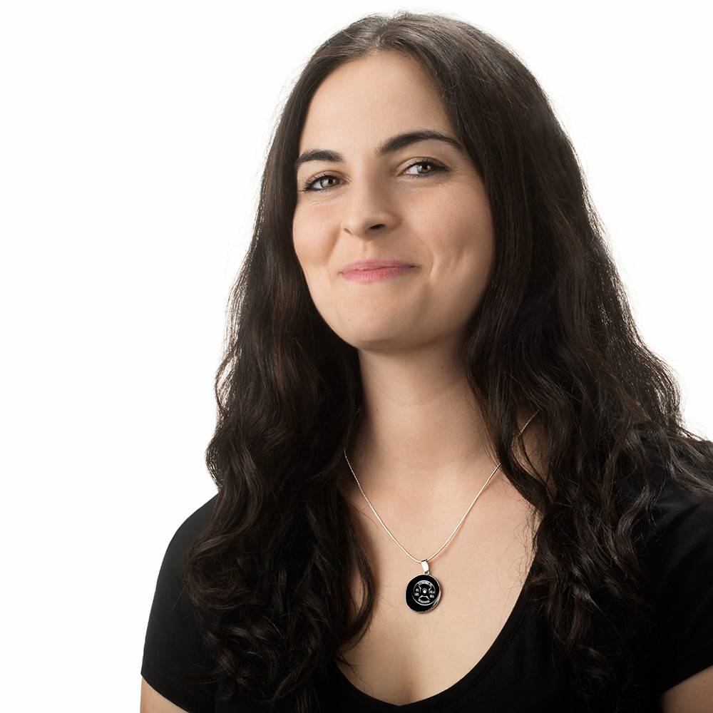 Strong Is Beautiful - Motivational Fitness Circle Pendant Necklace - Circle Luxury Necklace (Silver)