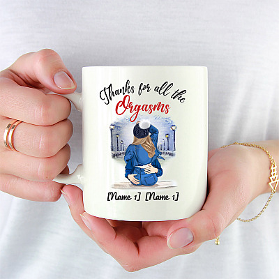 Alternative view of Personalized Thanks for All the Orgasms - Funny Naughty Valentine Gift for Him Coffee Mug - Water Bottle