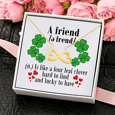 Alternative view of A Good Friend Is Like a Four Leaf Clover Hard to Find and Lucky to Have Infinity Heart Pendant Necklace