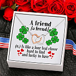 A Good Friend Is Like a Four Leaf Clover Hard to Find and Lucky to Have Interlocking Heart Pendant Necklace