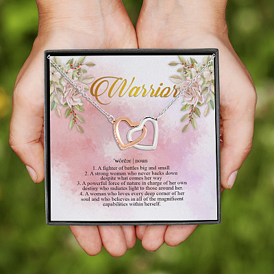 Alternative view of Warrior Definition Interlocking Hearts Pendant Necklace