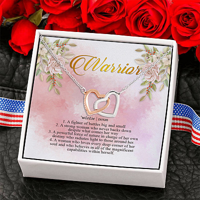 Warrior Definition Interlocking Hearts Pendant Necklace