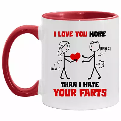 Personalized Accent Mug, White/Red, 11 oz. Accent Mug