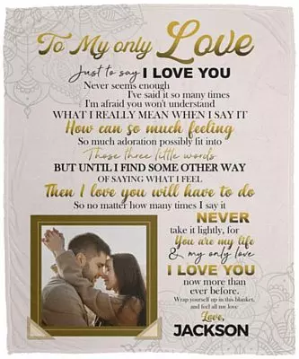 Personalized Photo Blanket, White, Cozy Plush Fleece Blanket - 50x60