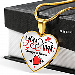 You and Me Always and Forever Best Valentine Gift Heart Pendant Necklace - Heart Luxury Necklace (Gold Plated)
