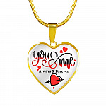 You and Me Always and Forever Best Valentine Gift Heart Pendant Necklace - Heart Luxury Necklace (Gold Plated)