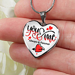 You and Me Always and Forever Best Valentine Gift Heart Pendant Necklace - Heart Luxury Necklace (Silver)