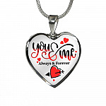 You and Me Always and Forever Best Valentine Gift Heart Pendant Necklace - Heart Luxury Necklace (Silver)