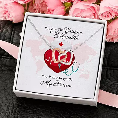 You Are The Cristina To My Meredith Interlocking Hearts Pendant Necklace - Best Friend Jewelry