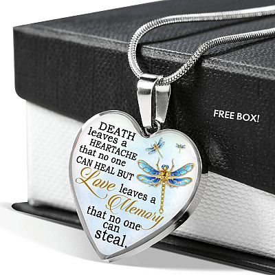 Death Leaves a Heartache in Loving Memory Gifts Remembering Lost Loved Ones Heart Pendant Necklace - Heart Luxury Necklace (Silver)