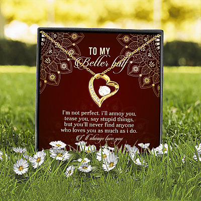Alternative view of To My Better Half I'm Not Perfect I'll Annoy You Tease You Say Stupid Things Forever Love Pendant Necklace