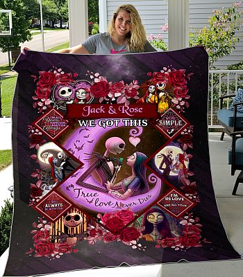 Alternative view of Personalized Jack And Sally You And Me We Got This Custom Name Quilt Blanket - Fleece - Mink Sherpa Blanket