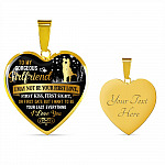 To My Gorgeous Girlfriend I May Not Be Your First Date First Kiss From Boyfriend Heart Pendant Necklace - Heart Luxury Necklace (Gold Plated)