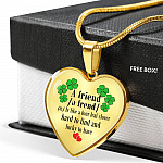 a Good Friend Is Like a Four Leaf Clover Hard to Find and Lucky to Have Heart Pendant Necklace - Heart Luxury Necklace (Gold Plated)