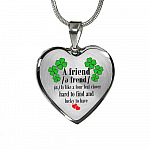 a Good Friend Is Like a Four Leaf Clover Hard to Find and Lucky to Have Heart Pendant Necklace - Heart Luxury Necklace (Silver)
