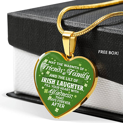 Irish Laughter Fill Your Heart with Joy and Gladness Irish Blessing Gift Heart Pendant Necklace - Heart Luxury Necklace (Gold Plated)