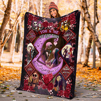 Alternative view of Jack And Sally You And Me We Got This Quilt Blanket - Jack Skellington Mink Sherpa Blanket