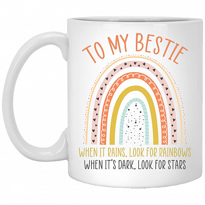 When It Rains Look for Rainbow Mug, White, 11 oz. White Mug