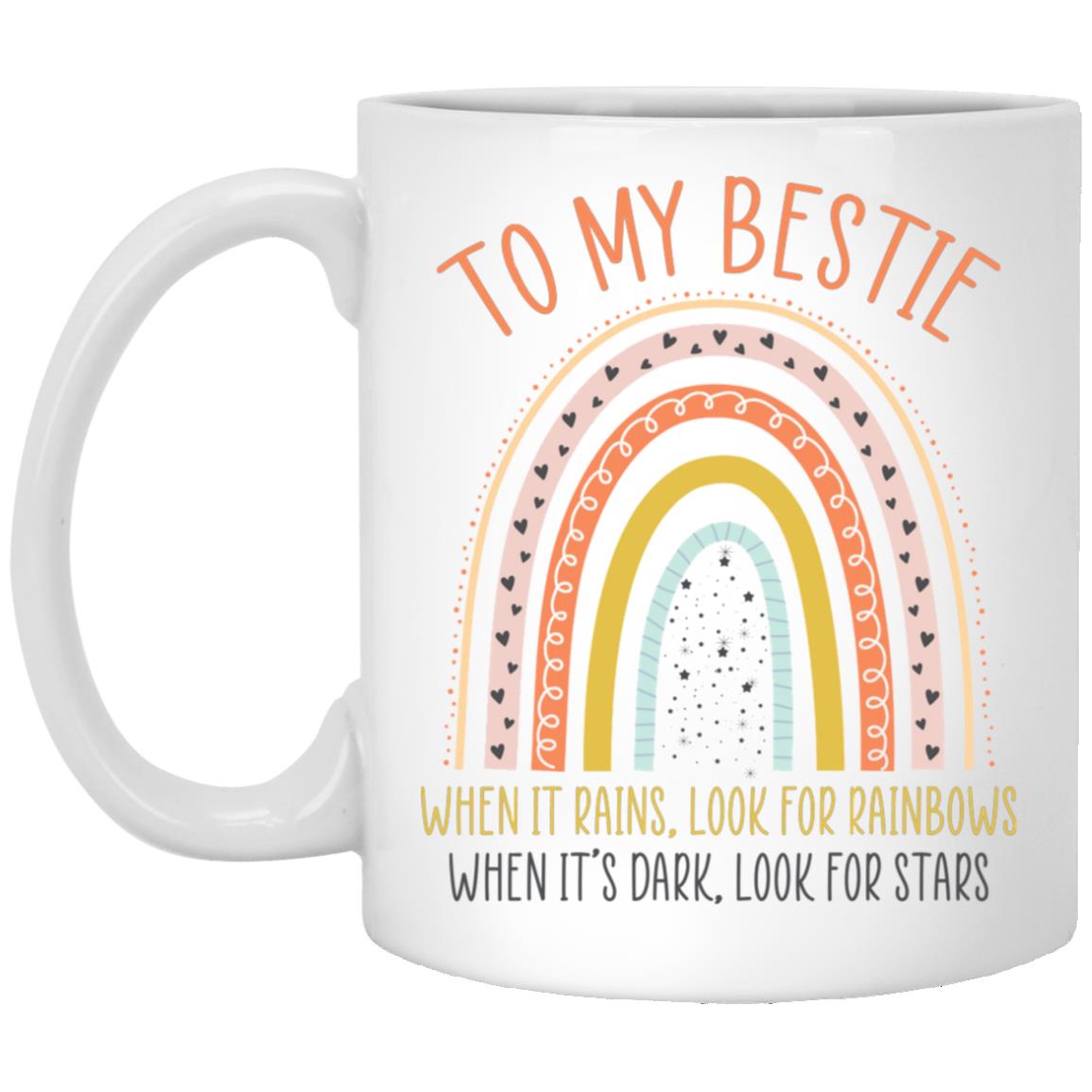When It Rains Look for Rainbow Mug, White, 11 oz. White Mug