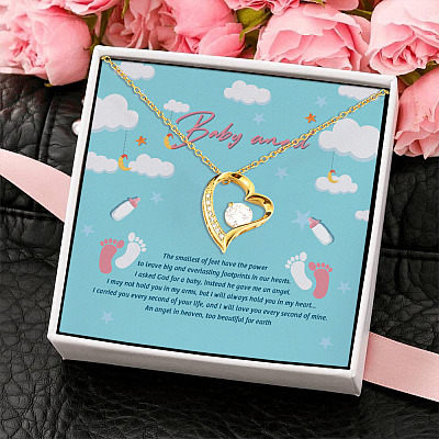 Baby Angel the Littlest Feet Make the Biggest Footprints in Our Hearts Forever Love Pendant Necklace