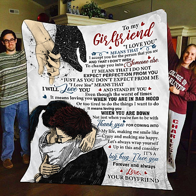 To My Girlfriend I Love You Forever and Always Fleece Blanket - Mink Blanket - Woven Blanket