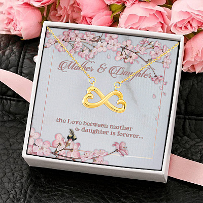 Mother and Daughter the Love Between Mother and Daughter Is Forever Infinity Heart Pendant Necklace