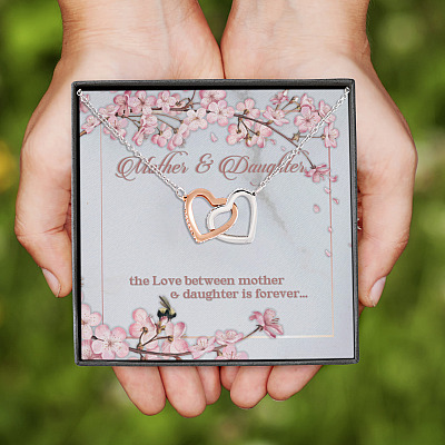 Alternative view of Mother and Daughter the Love Between Mother and Daughter Is Forever Interlocking Hearts Pendant Necklace