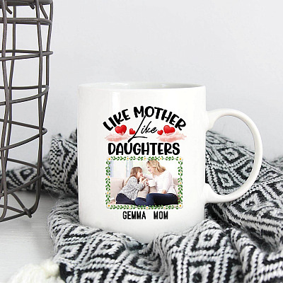 Alternative view of Personalized Photo Like Mother Like Daughters Ceramic Coffee Mug - Beer Stein - Water Bottle