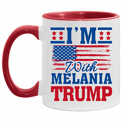 melania mug, White/Red, 11 oz. Accent Mug