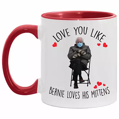 Bernie Accent Mug, White/Red, 11 oz. Accent Mug