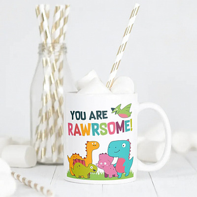 Alternative view of You're Rawrsome Dinosaurs Ceramic Coffee Mug - Beer Stein - Water Bottle - Color Changing Mug