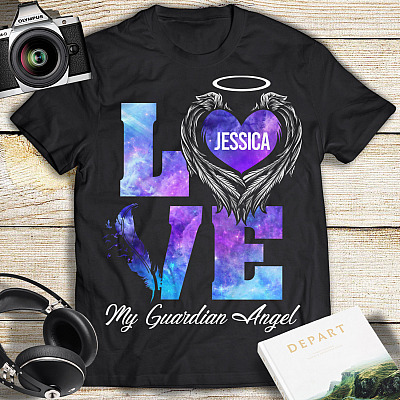 Alternative view of Personalized Love My Guardian Angel Memorial T-shirt - Memorial Shirt For Loss Of Mom Loss Of Dad