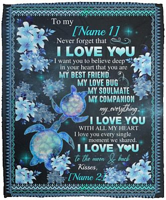 Personalized Turtle, White, Cozy Plush Fleece Blanket - 50x60