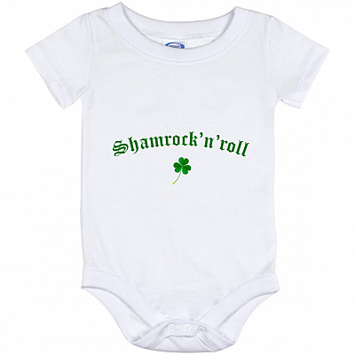 Clover Shamrock N Roll Bodysuit, White, Baby Onesie - 12 Month