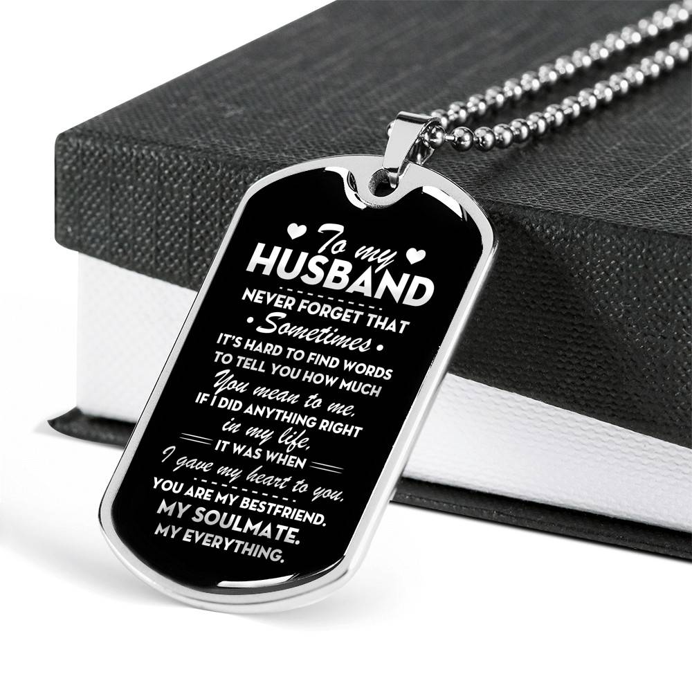 From Wife To My Husband Never Forget That Sometimes It's Hard To Find Words To Tell You Dog Tag Pendant Necklace - Dog Tag (Silver)