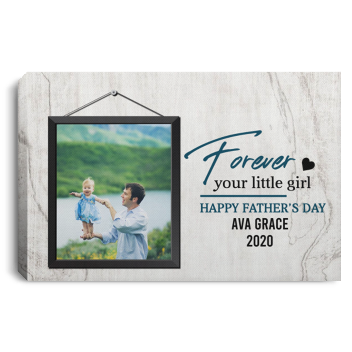 Custom Photo Forever Your Little Girl Wrapped Framed Canvas Prints - Unframed Poster - Home Decor Wall Art, White, 0.75'' Framed Canvas