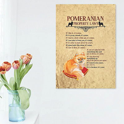 Alternative view of Pomeranian Property Laws Framed Canvas - Unframed Poster - Love Pomeranian Gift