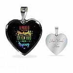 "Be Proud Of Yourself For How Hard You're Trying LGBT Heart Pendant Necklace - Motivational LGBT Gift Jewelry " - Heart Luxury Necklace (Silver)