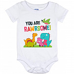 You're Rawrsome Dinosaurs Infant Bodysuit, White, Baby Onesie - 12 Month