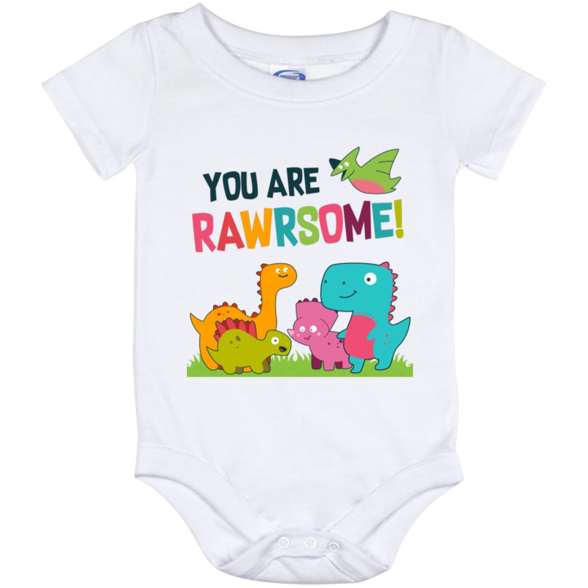 You're Rawrsome Dinosaurs Infant Bodysuit, White, Baby Onesie - 12 Month