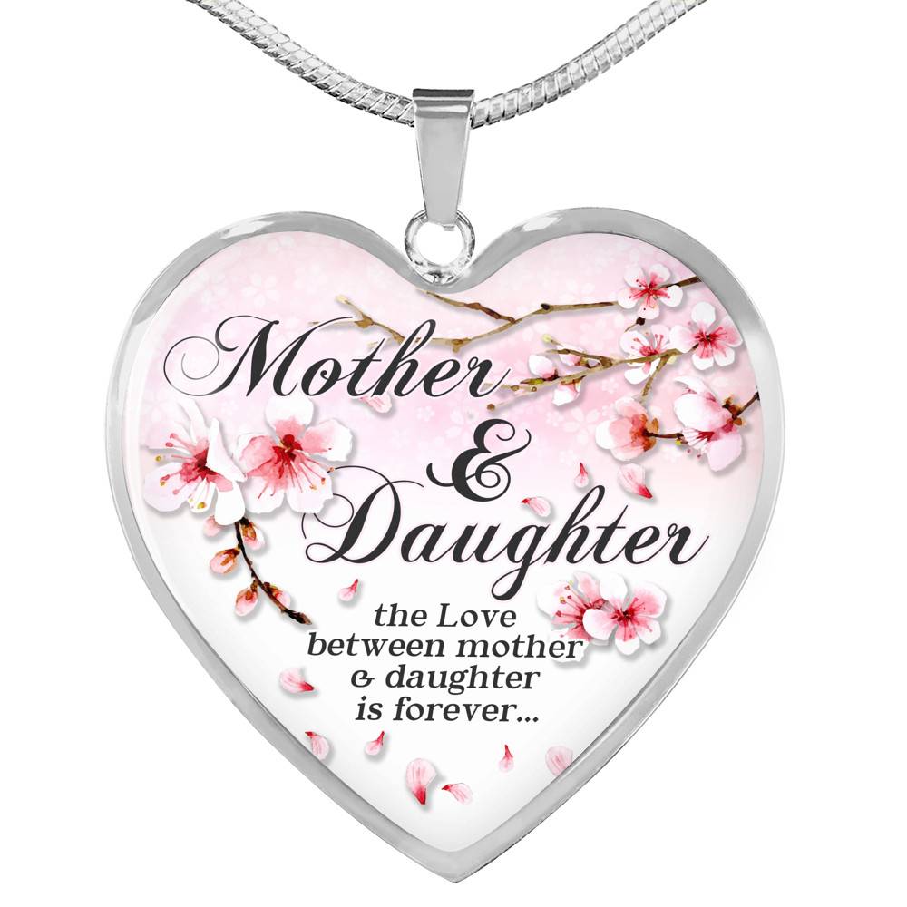 Mother and Daughter the Love Between Mother and Daughter Is Forever Heart Pendant Necklace - Heart Luxury Necklace (Silver)